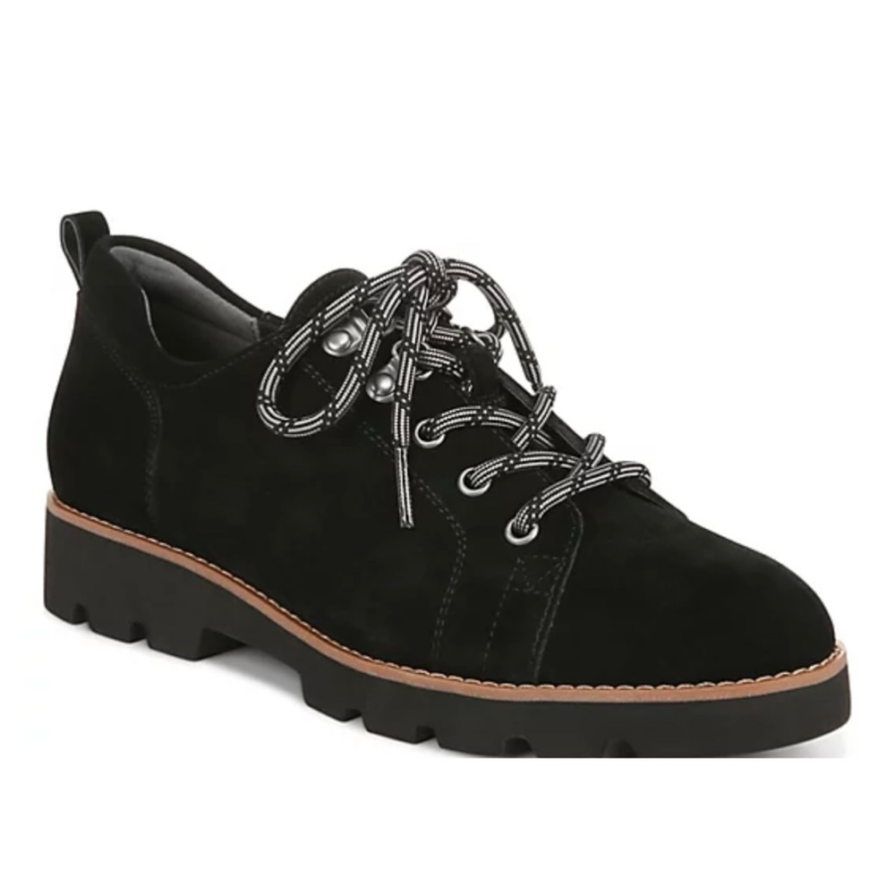 NEW Vionic Black Suede Lace Up Loafers 9
